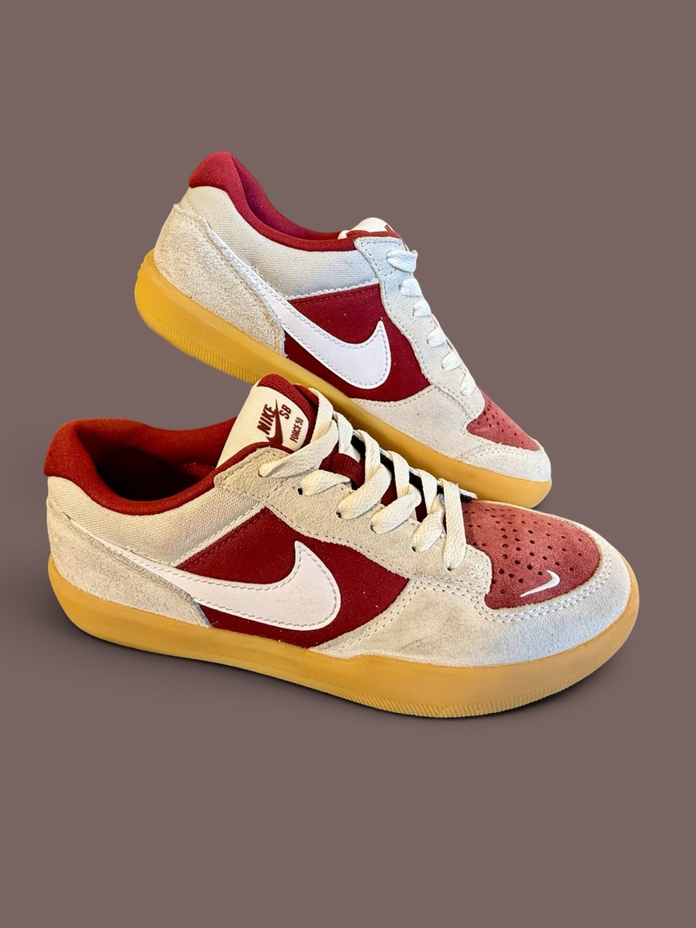 Nike SB Force 58 Sneakers Red and White Youth Size 5.5, Women Size 7, EU 38